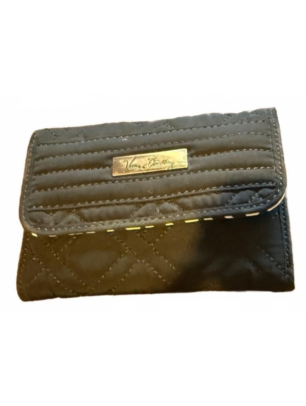 Vera Bradley Quilted Black Fabric Wallet with Geometric Interior